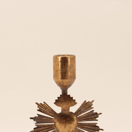 Bougeoir coeur en métal doré 20cm | Hashtag Déco