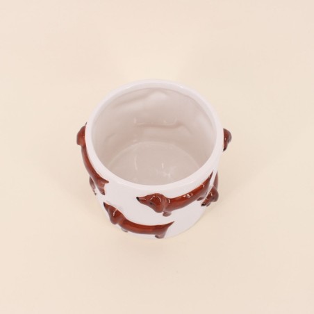 Cache-pot teckels en dolomite beige 14cm | Hashtag Déco