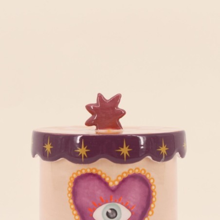 Boîte à souvenirs cœur en dolomite jaune | Hashtag Déco