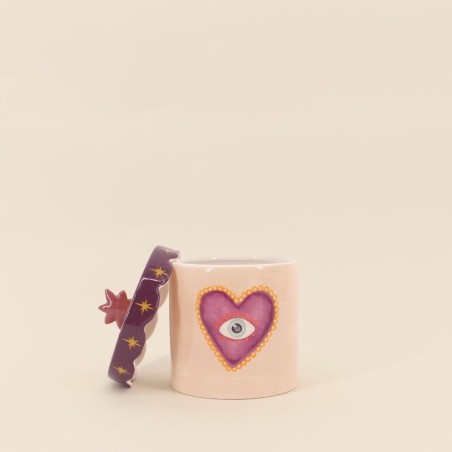 Boîte à souvenirs cœur en dolomite jaune | Hashtag Déco