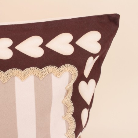 Coussin teckel velours marron beige 45x45cm | Hashtag Déco