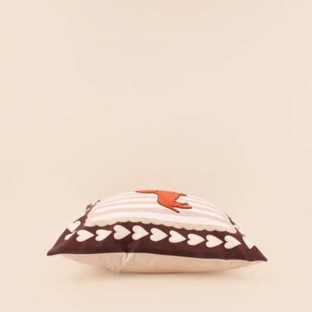 Coussin teckel velours marron beige 45x45cm | Hashtag Déco