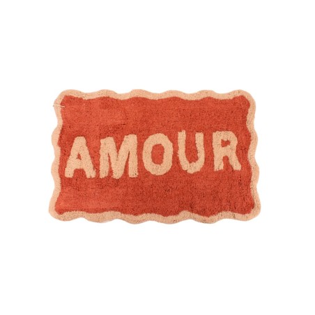 Tapis de bain AMOUR en coton terracotta 50x80cm | Hashtag Déco