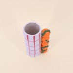 Vase quadrillé rose en grès 18cm | Hashtag Déco