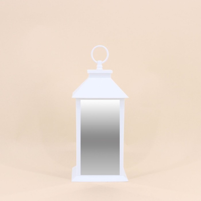 Lanterne blanche LED 30cm en métal | Hashtag Déco