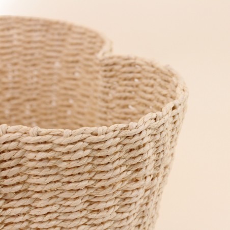 Panier en corde trèfle beige 25x18cm | Hashtag Déco