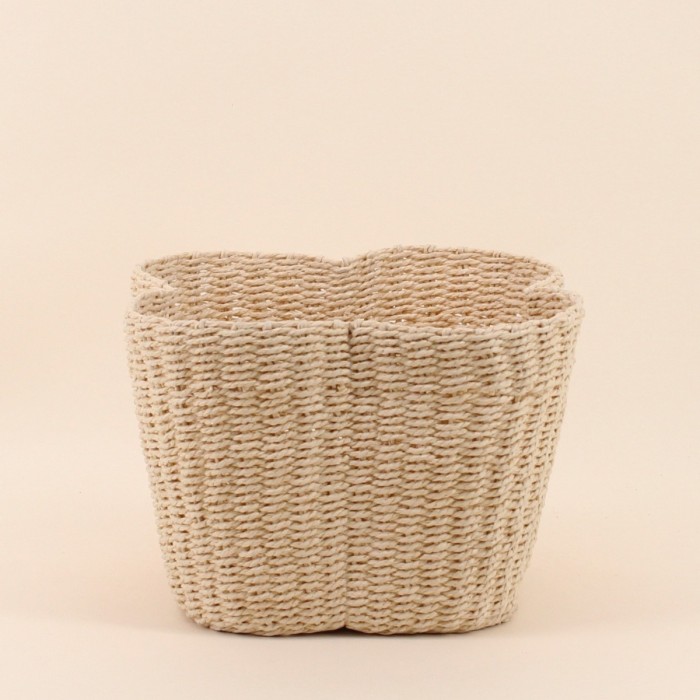 Panier en corde trèfle beige 25x18cm | Hashtag Déco