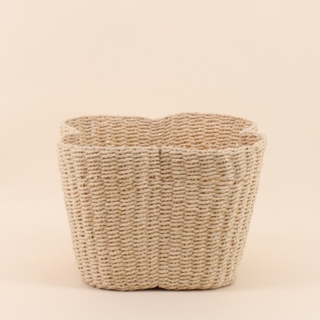 Panier en corde trèfle beige 25x18cm | Hashtag Déco