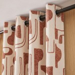 Rideau jacquard beige marron 140x240cm | Hashtag Déco