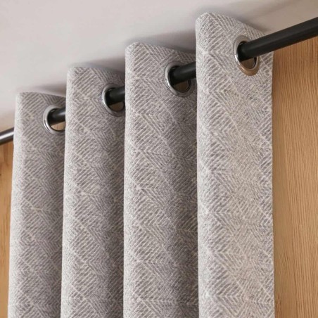 Rideau géométrique coton bleu 140x250cm | Hashtag Déco