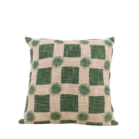 Coussin coton soleils verts 40x40cm | Hashtag Déco
