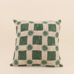 Coussin coton soleils verts 40x40cm | Hashtag Déco