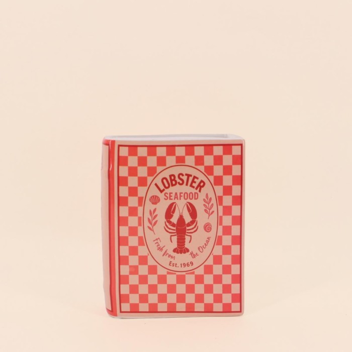 Vase homard dolomite rouge 18cm | Hashtag Déco