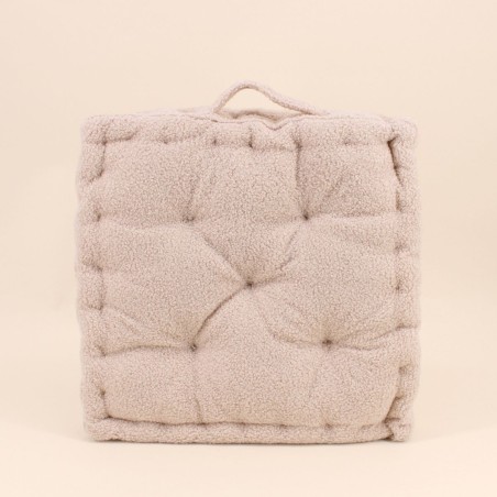 Coussin de sol bouclette beige 40x40 cm | Hashtag Déco