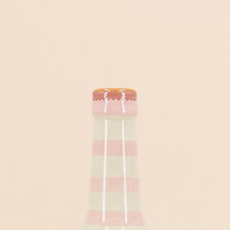 Vase bouteille rayé céramique beige rose 24cm | Hashtag Déco