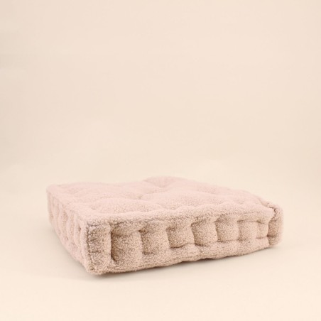 Coussin de sol bouclette beige 40x40 cm | Hashtag Déco