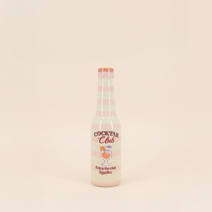 Vase bouteille rayé céramique beige rose 24cm | Hashtag Déco