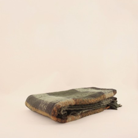 Plaid écossais vert et moutarde en coton | Hashtag Déco