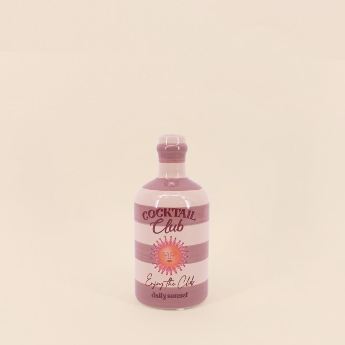 Vase en faïence rayé beige rose 21cm | Hashtag Déco