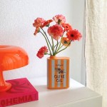 Vase faïence rayé orange 17cm | Hashtag Déco