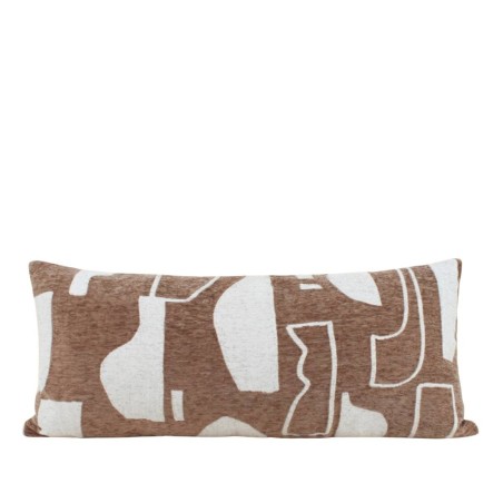 Coussin jacquard chenille marron motifs ethniques | Hashtag Déco