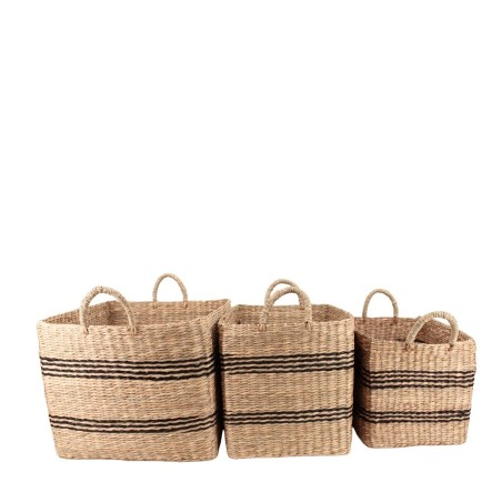 Set de 3 paniers en jonc de mer avec poignées | Hashtag Déco