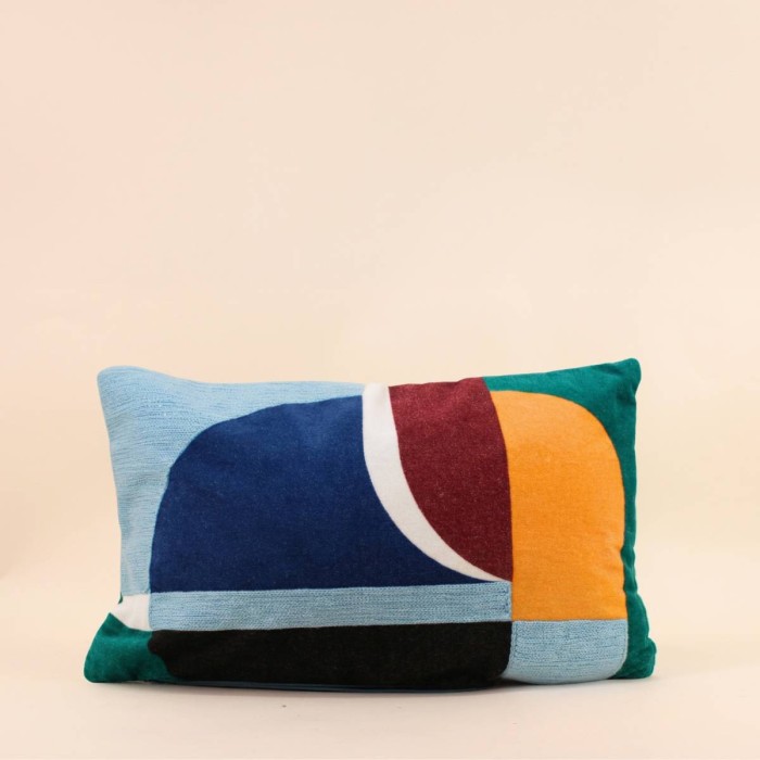 Coussin velours coton multicolore 30x50cm | Hashtag Déco