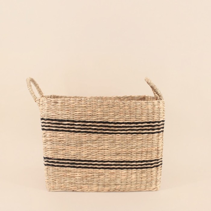 Panier jonc de mer rectangulaire naturel 37x27cm | Hashtag Déco