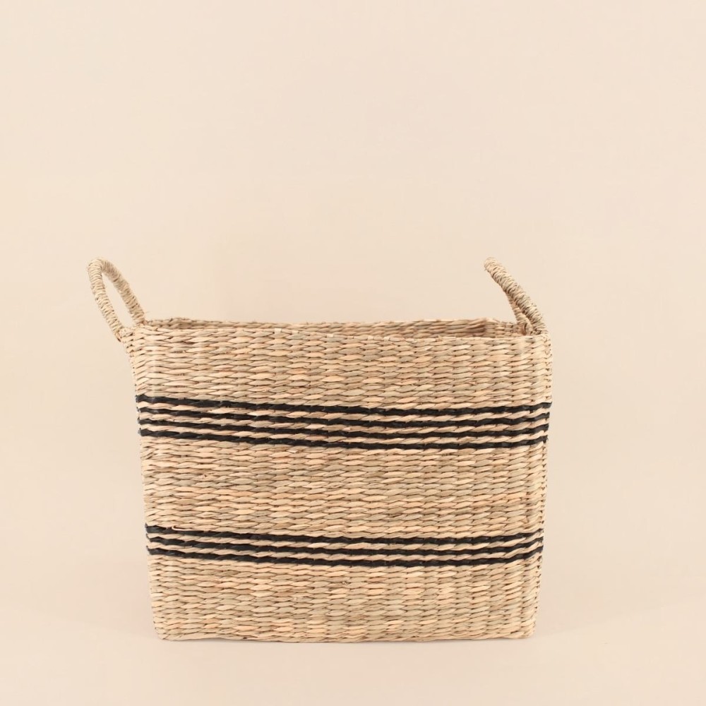 Panier jonc de mer rectangulaire naturel 37x27cm | Hashtag Déco