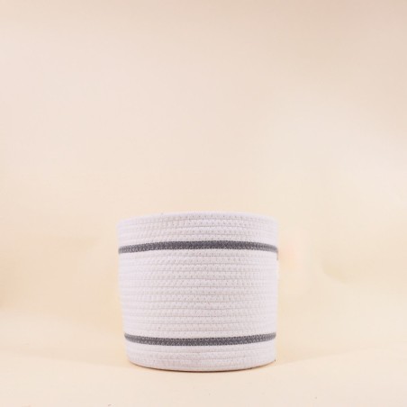 Lot de 3 paniers ronds corde blanc bleu | Hashtag Déco