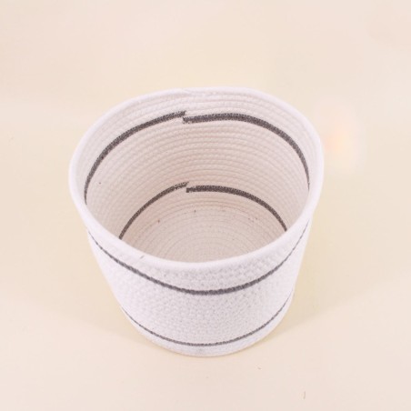 Lot de 3 paniers ronds corde blanc bleu | Hashtag Déco