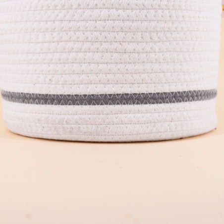 Lot de 3 paniers ronds corde blanc bleu | Hashtag Déco