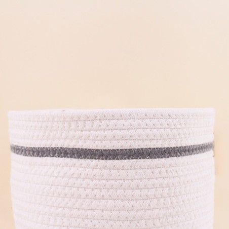 Lot de 3 paniers ronds corde blanc bleu | Hashtag Déco