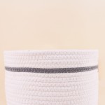 Lot de 3 paniers ronds corde blanc bleu | Hashtag Déco