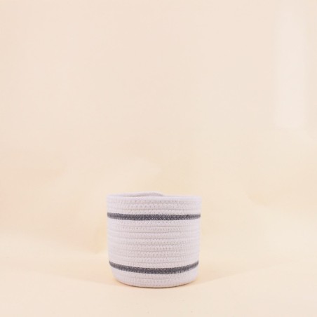 Lot de 3 paniers ronds corde blanc bleu | Hashtag Déco