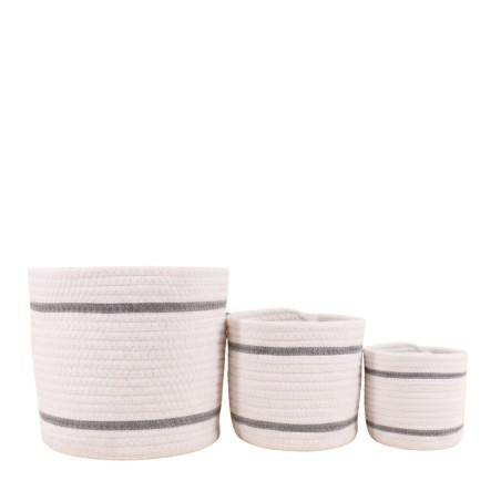 Lot de 3 paniers ronds corde blanc bleu | Hashtag Déco