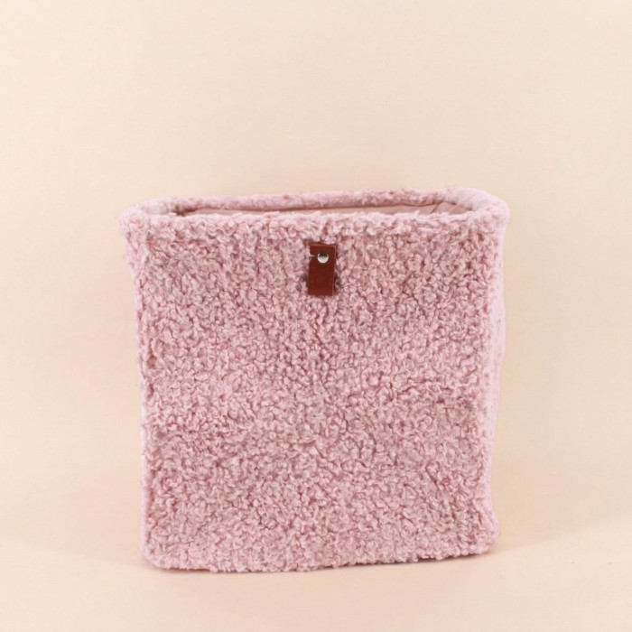 Cube de rangement bouclette beige 31x31x31cm | Hashtag Déco