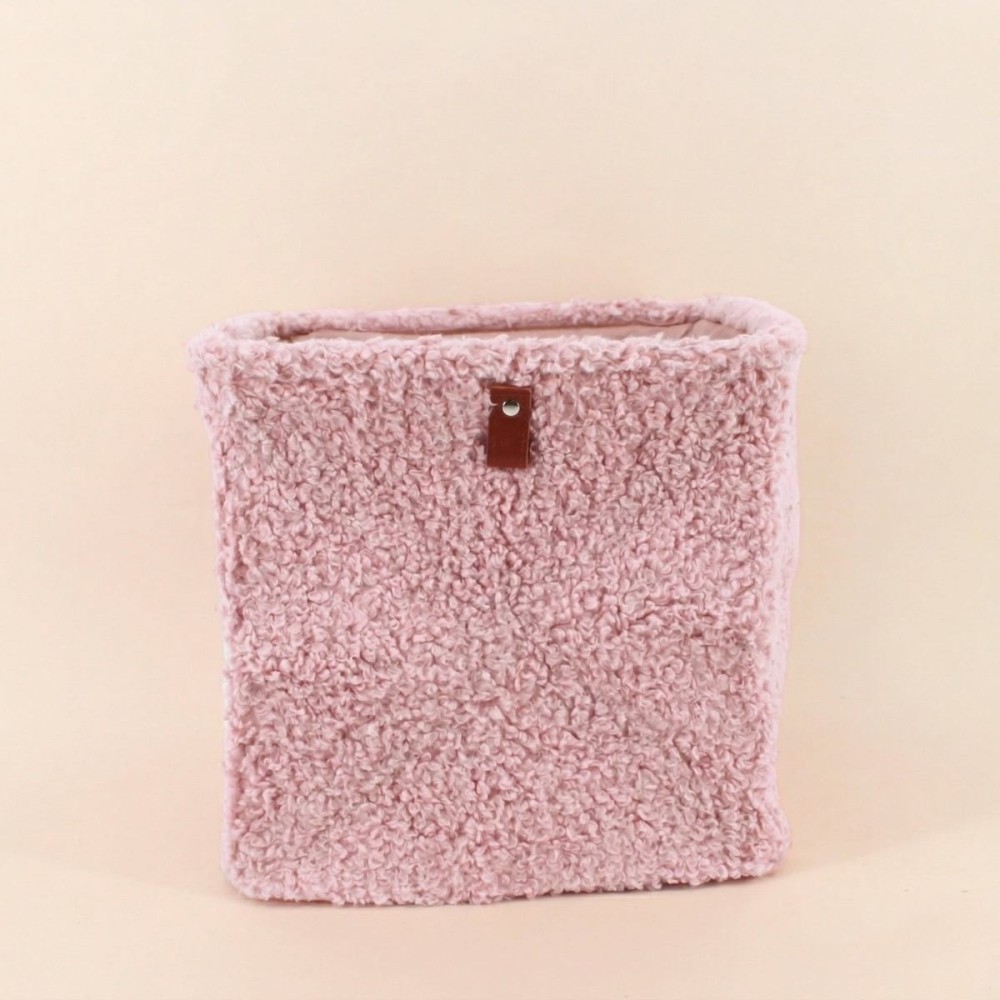 Cube de rangement bouclette beige 31x31x31cm | Hashtag Déco