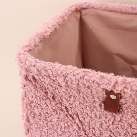 Cube de rangement bouclette beige 31x31x31cm | Hashtag Déco