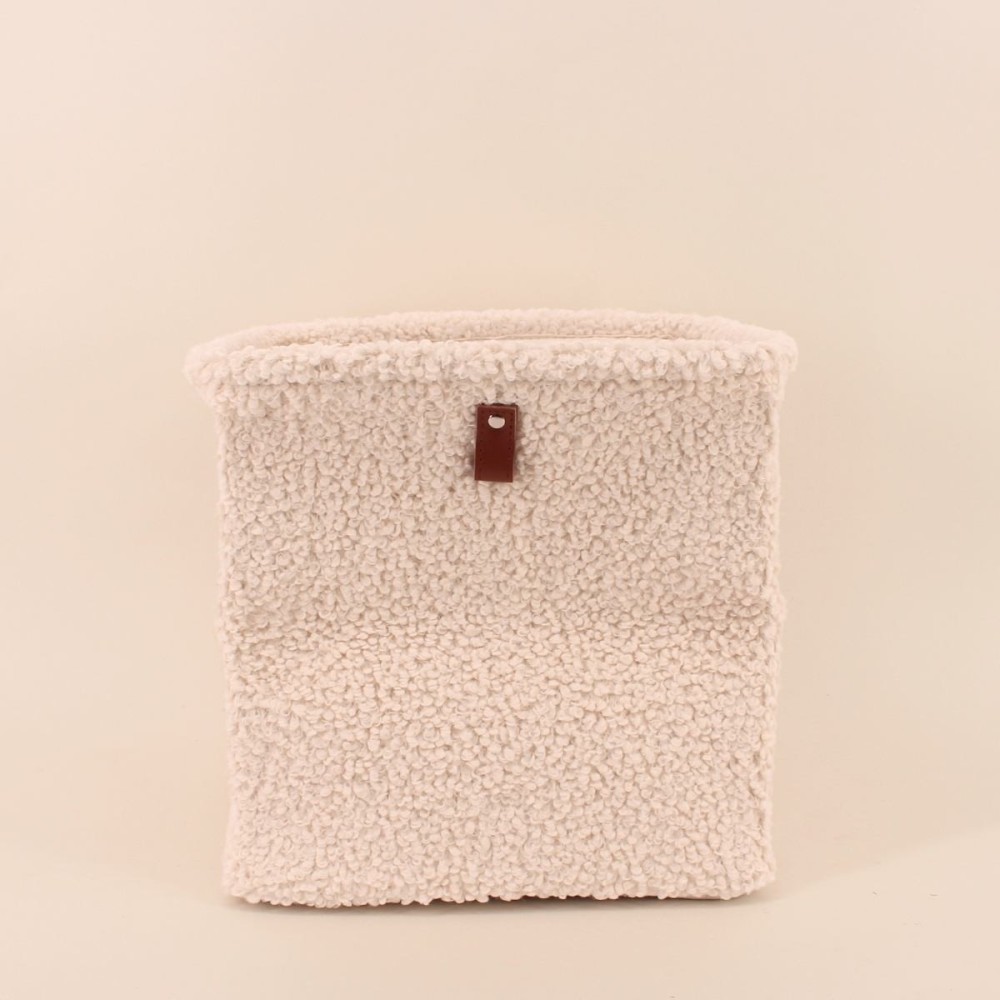 Cube de rangement bouclette beige 31x31x31cm | Hashtag Déco