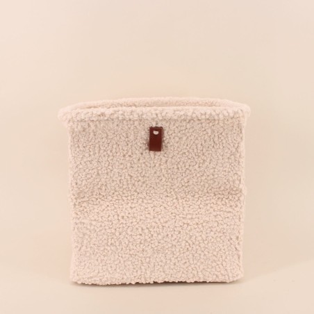 Cube de rangement bouclette beige 31x31x31cm | Hashtag Déco