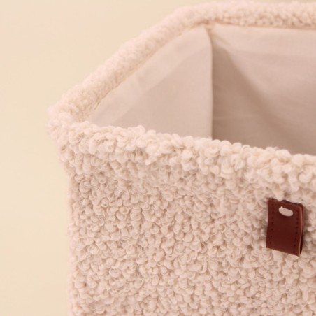 Cube de rangement bouclette beige 31x31x31cm | Hashtag Déco