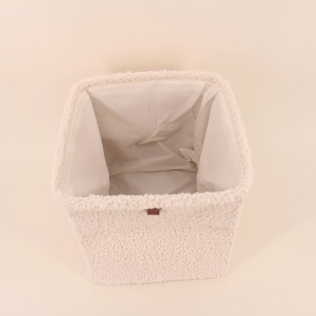 Cube de rangement bouclette beige 31x31x31cm | Hashtag Déco