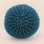 Pouf rond tricot gris 40x30cm pour salon | Hashtag Déco