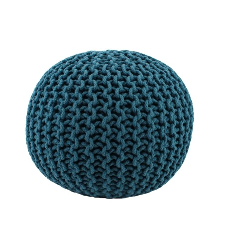 Pouf rond tricot gris 40x30cm pour salon | Hashtag Déco