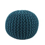 Pouf rond tricot gris 40x30cm pour salon | Hashtag Déco