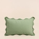 Coussin vintage vert en coton contour vague 40x60cm | Hashtag Déco