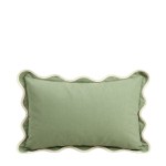Coussin vintage vert en coton contour vague 40x60cm | Hashtag Déco