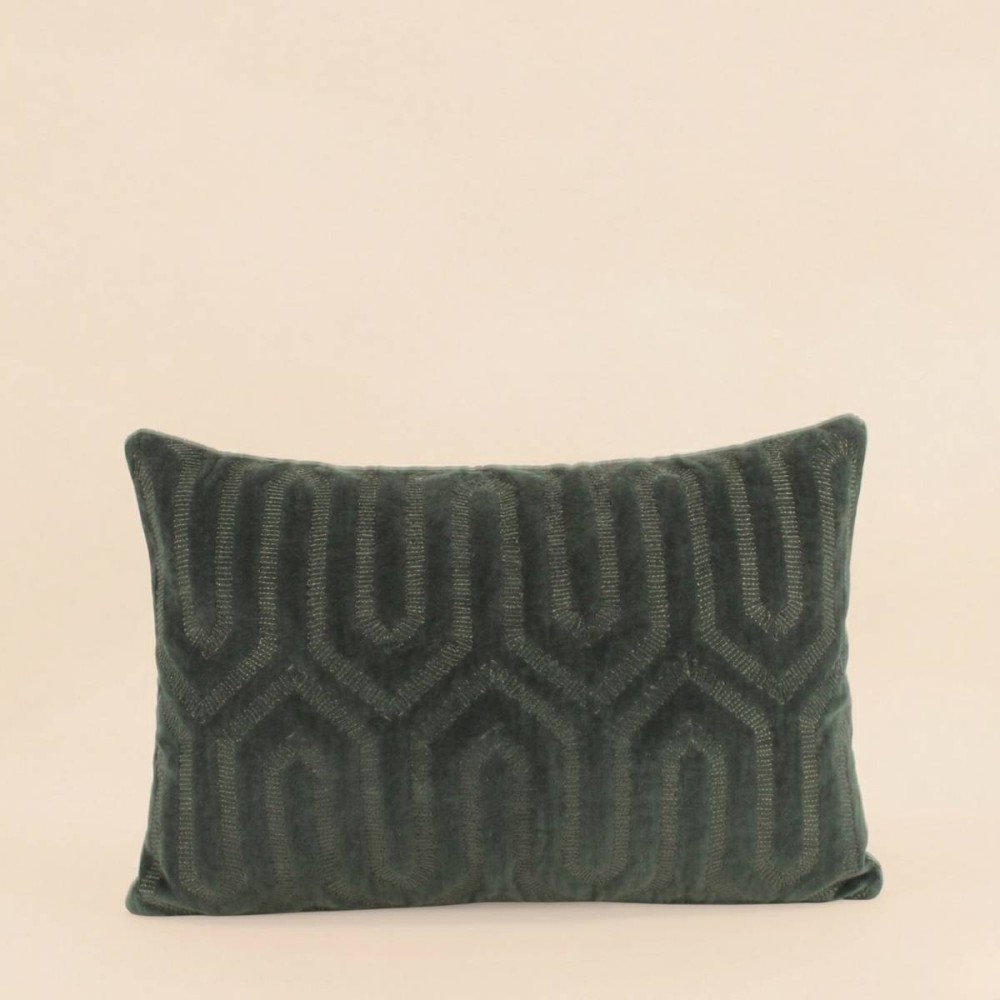 Coussin géométrique vert en coton 30x50 cm | Hashtag Déco