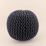 Pouf rond tricot gris 40x30cm pour salon | Hashtag Déco